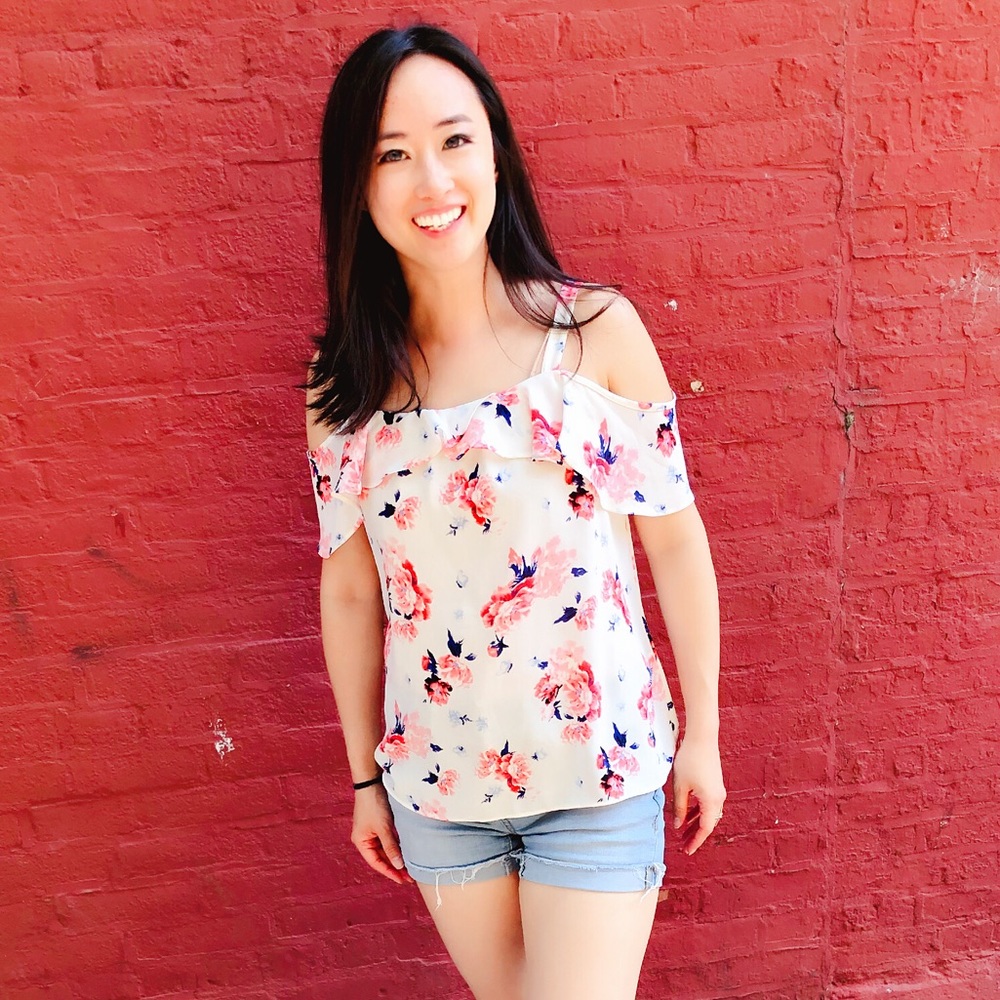 New Chiffon Floral Off Shoulder Top Shirt Summer